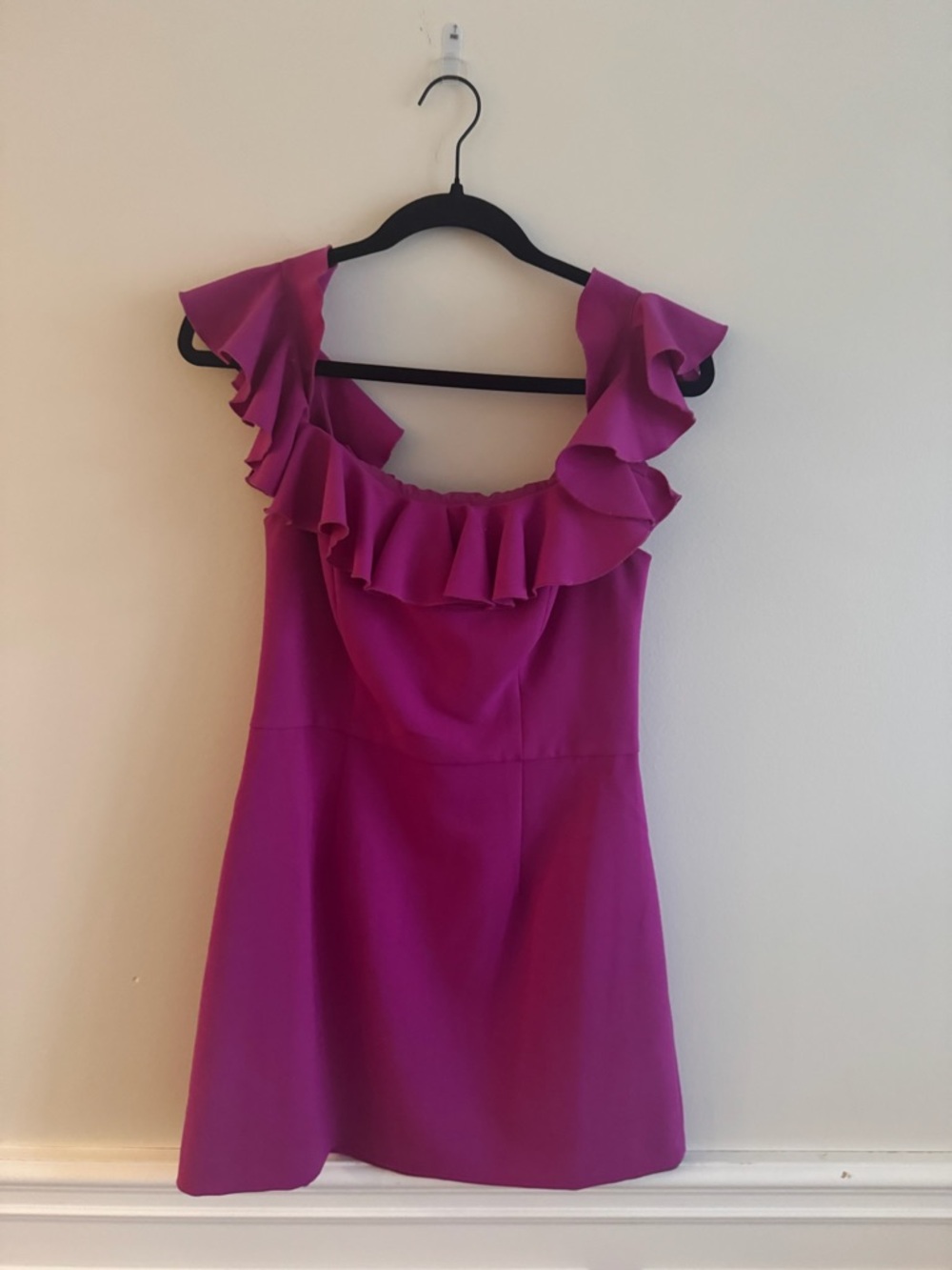 French Connection Fuchsia Ruffle Neck Sleeveless Dress